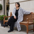 Jerseycardigan in Dusty Grey mit Kapuze aus Baumwolle und Elasthan mit geradem Schnitt