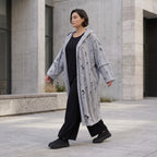 Jerseycardigan in Dusty Grey mit Kapuze aus Baumwolle und Elasthan mit geradem Schnitt