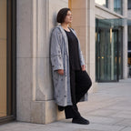 Jerseycardigan in Dusty Grey mit Kapuze aus Baumwolle und Elasthan mit geradem Schnitt