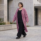 Offener Kapuzencardigan in Weinrot weich leicht und gerade geschnitten für Winterlooks