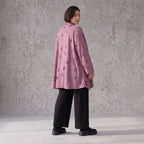 Weinroter Cardigan in A-Linie mit U-Ausschnitt Sternenmotiv im Destroyedlook Taschen