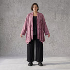 Weinroter Cardigan in A-Linie mit U-Ausschnitt Sternenmotiv im Destroyedlook Taschen