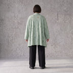 Pistaziengrüner Jerseycardigan in A-Linie mit Sternenmotiv aus Baumwolle und Elasthan