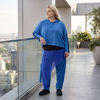 Karottenhose in Royalblau aus Travellerstoff mit Stretch Tülldetails Schnürung Taschen