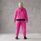 Fuchsia Hoody aus Travellersweat mit Stretch in kastiger Form und Kapuze mit Tunnelzug