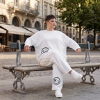 Snowwhite Ballonhose aus French Terry mit Smileydruck Biesennähten und bequemem Dehnbund
