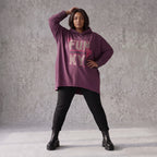 Fliederner Kapuzenpullover mit Leoprint aus French Terry mit Stretch und Seitentaschen