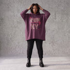 Fliederner Kapuzenpullover mit Leoprint aus French Terry mit Stretch und Seitentaschen
