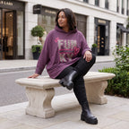 Fliederner Kapuzenpullover mit Leoprint aus French Terry mit Stretch und Seitentaschen