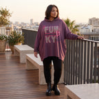 Fliederner Kapuzenpullover mit Leoprint aus French Terry mit Stretch und Seitentaschen