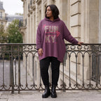 Fliederner Kapuzenpullover mit Leoprint aus French Terry mit Stretch und Seitentaschen