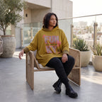 Kapuzensweatshirt in Camel mit Leoprint aus French Terry in gerader Form länger hinten