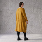 French Terry Kleid in OldCamel mit Elasthan in Ballonform locker weich Made in Italy