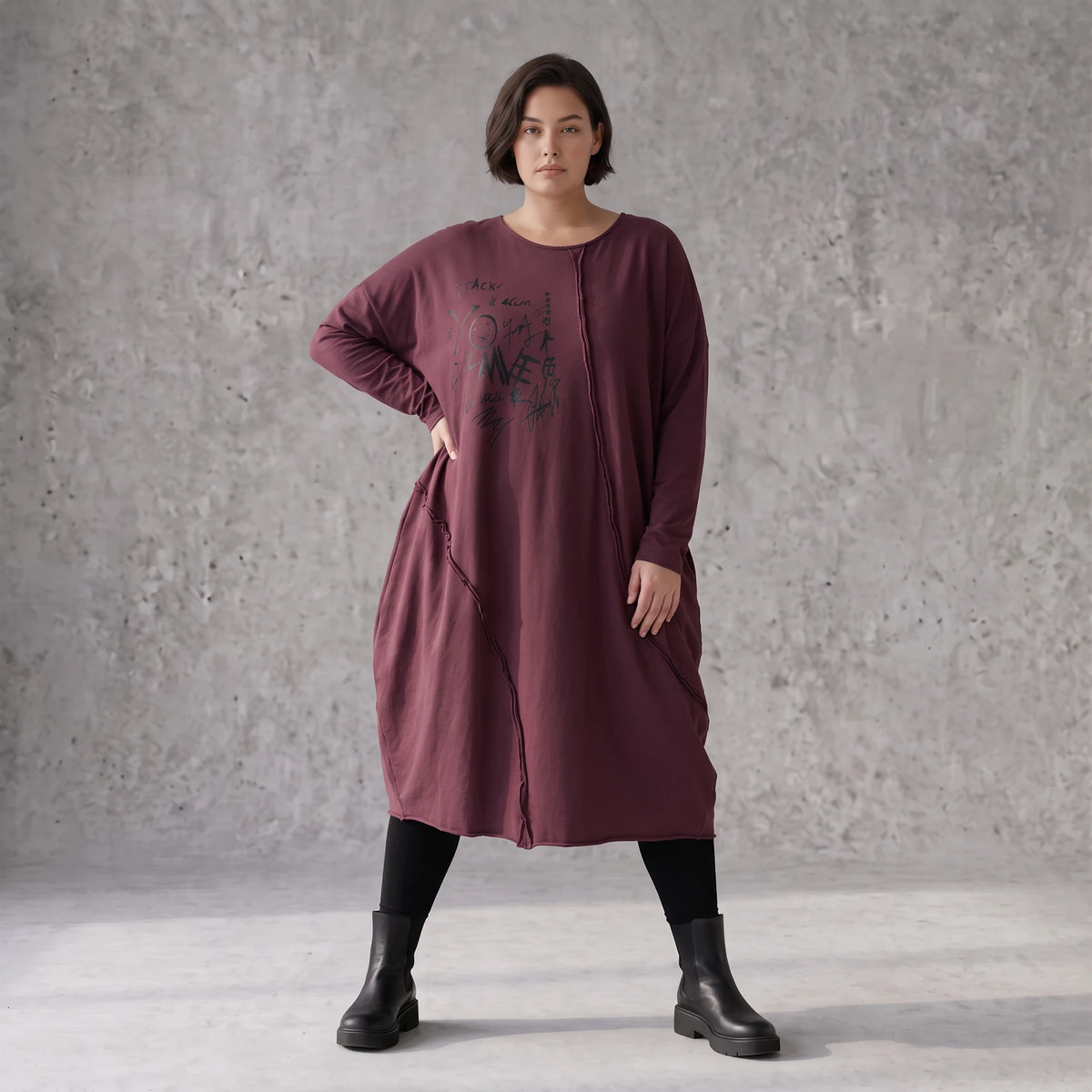 Altlila French Terry Kleid in Ballonform aus Baumwolle mit Elasthan weich Made in Italy