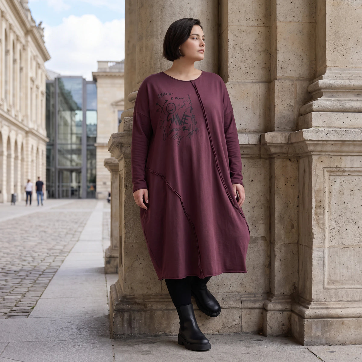 Altlila French Terry Kleid in Ballonform aus Baumwolle mit Elasthan weich Made in Italy