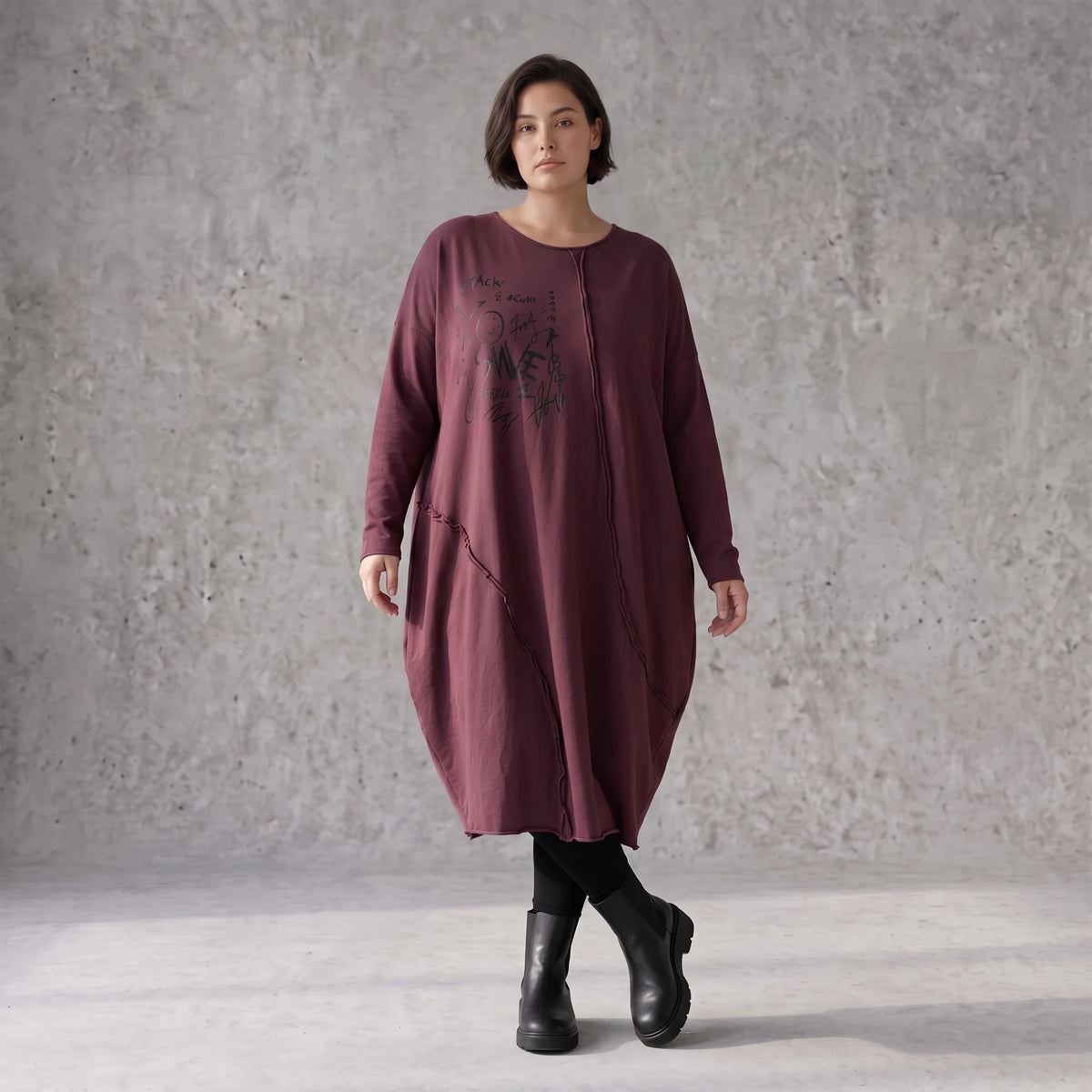 Altlila French Terry Kleid in Ballonform aus Baumwolle mit Elasthan weich Made in Italy