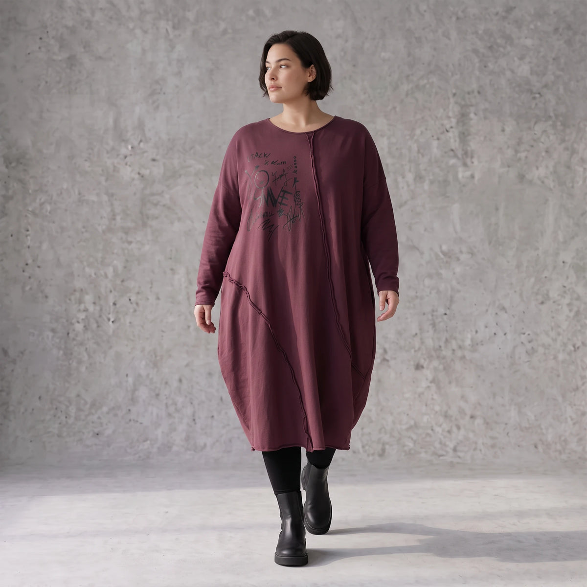 Altlila French Terry Kleid in Ballonform aus Baumwolle mit Elasthan weich Made in Italy