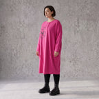 Altrosa Ballonkleid aus weichem French Terry mit Stretch und Faltennaht in Ballonform