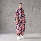 Ballonhose aus Satin mit Blumenprint in Rose/Blau/Pink mit Gummibund und Beuteltaschen