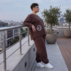 Lässige Oversizedhose aus French Terry mit Smileyprint und gesmoktem Saum extra lang
