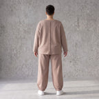 French-Terry Oversizedhose mit Smiley-Print gesmoktem Saum und Seitentaschen Streetstyle