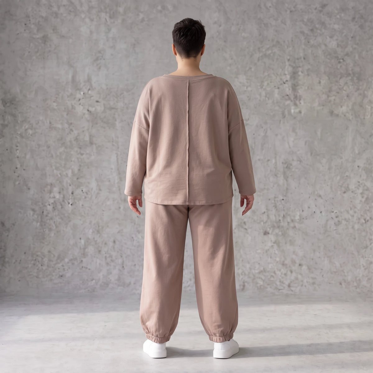French-Terry Oversizedhose mit Smiley-Print gesmoktem Saum und Seitentaschen Streetstyle