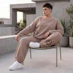 French-Terry Oversizedhose mit Smiley-Print gesmoktem Saum und Seitentaschen Streetstyle