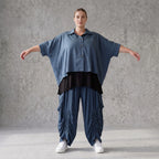 Petrol Bluse aus Lyocelltwill mit Hemdkragen Knopfleiste Rundsaum und 3/4-Arm leicht