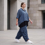 Petrol Bluse aus Lyocelltwill mit Hemdkragen Knopfleiste Rundsaum und 3/4-Arm leicht