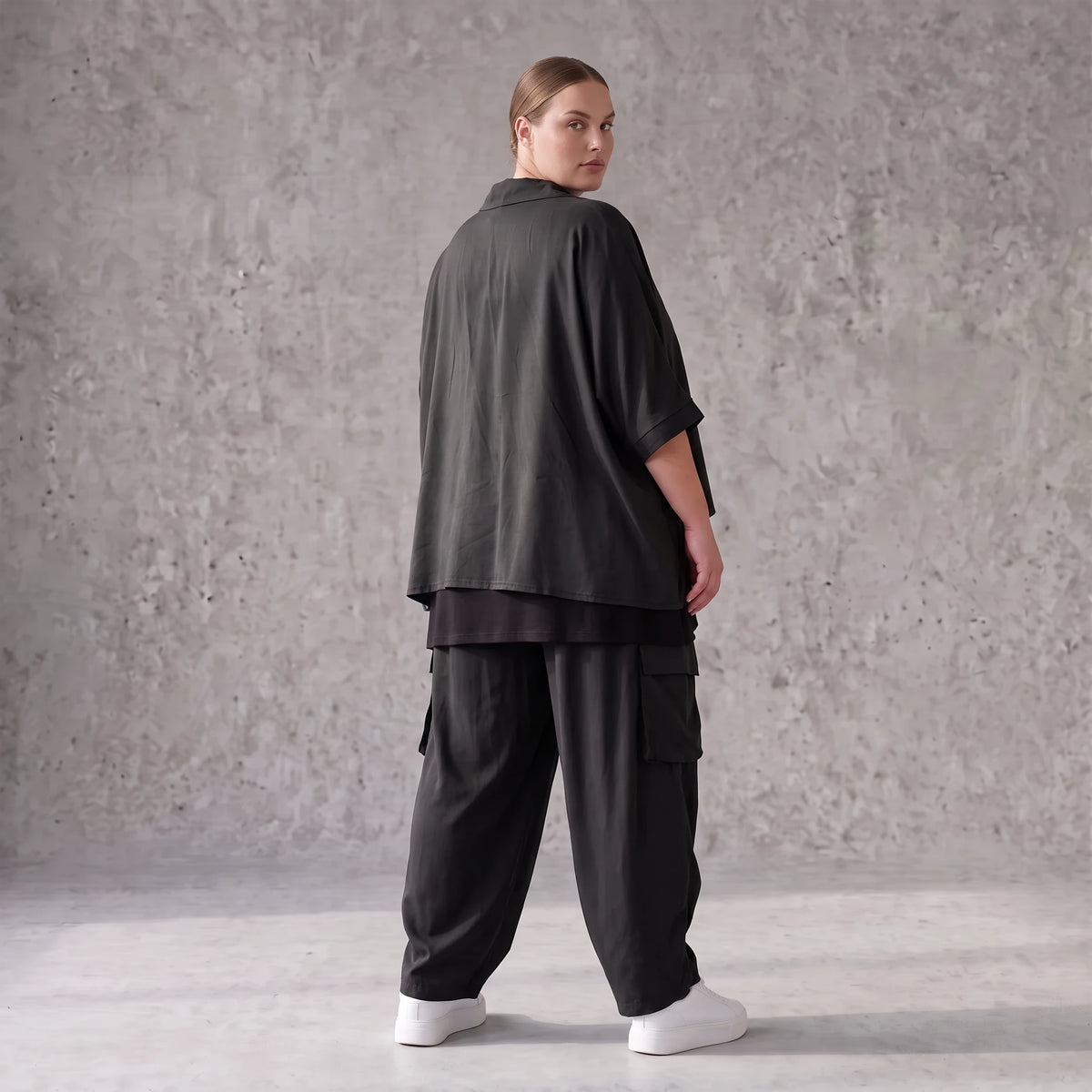 Lyocellbluse mit Hemdkragen und 3/4-Arm weich fließend zeitlos für die Übergangszeit