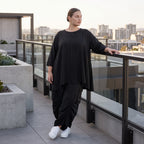 Lyocellshirt in A-Linie mit Biesenmuster zipfeligem Saum und 3/4-Arm weich fallend locker