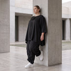 Lyocellshirt in A-Linie mit Biesenmuster zipfeligem Saum und 3/4-Arm weich fallend locker