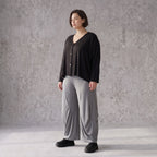 Graue Ballonhose aus Slinkystoff mit Schlupfbund in weiter Form für Büro und Alltag