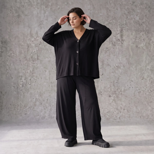Ballonhose aus Slinky mit Stretch weites Bein als Schlupfhose fließend und elegant edel