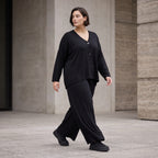 Ballonhose aus Slinky mit Stretch weites Bein als Schlupfhose fließend und elegant edel