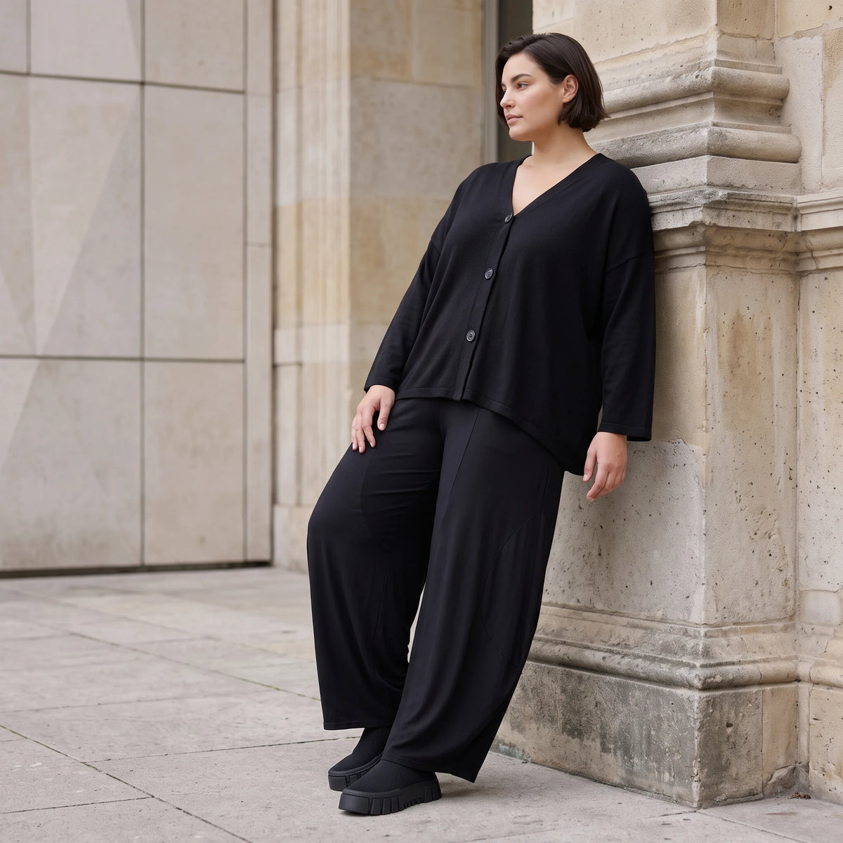 Ballonhose aus Slinky mit Stretch weites Bein als Schlupfhose fließend und elegant edel