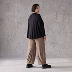 Ballonhose in Camel aus Slinkystoff mit Stretch in weiter Form für Alltag und Büro Look