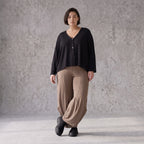 Ballonhose in Camel aus Slinkystoff mit Stretch in weiter Form für Alltag und Büro Look