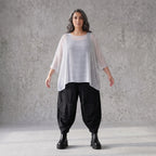 Leichtes Chiffonshirt in Weiss mit Rundhalsausschnitt 3/4-Arm und transparenter A-Linie
