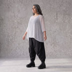 Leichtes Chiffonshirt in Weiss mit Rundhalsausschnitt 3/4-Arm und transparenter A-Linie