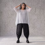Leichtes Chiffonshirt in Weiss mit Rundhalsausschnitt 3/4-Arm und transparenter A-Linie
