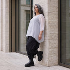 Leichtes Chiffonshirt in Weiss mit Rundhalsausschnitt 3/4-Arm und transparenter A-Linie
