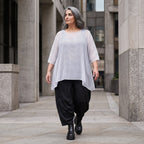 Leichtes Chiffonshirt in Weiss mit Rundhalsausschnitt 3/4-Arm und transparenter A-Linie