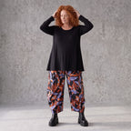 Schwarze Ballonhose aus Romanitjersey mit weitem Bein und Elasthan für lässigen Komfort