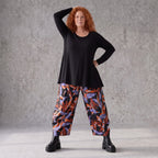 Schwarze Ballonhose aus Romanitjersey mit weitem Bein und Elasthan für lässigen Komfort