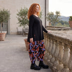 Schwarze Ballonhose aus Romanitjersey mit weitem Bein und Elasthan für lässigen Komfort
