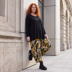 Ballonhose aus dehnbarem Romanit Jersey in Schwarz/Gelb mit weitem Hosenbein lässig