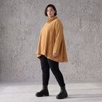 Kuscheliges Plüschshirt in Camel mit Rollkragen und schmeichelnder A-Linie Basic Look
