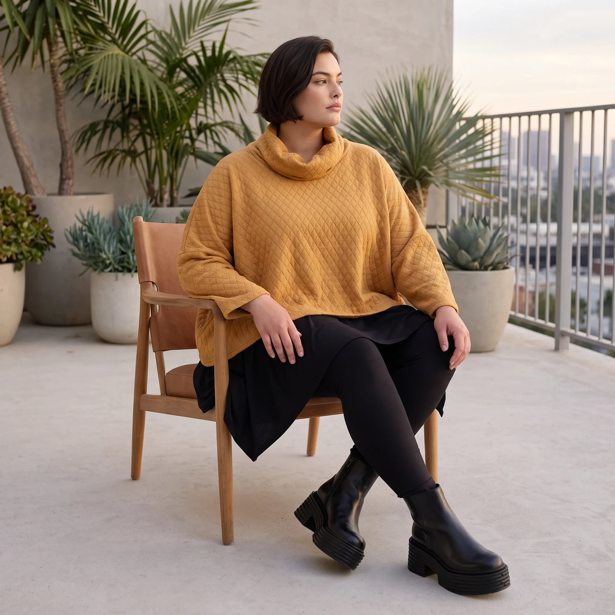Plüschshirt mit Rollkragen in Creme weich warm mit kastiger Passform für den Winteralltag