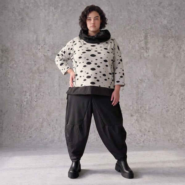 Grau/Schwarzes Feinstrickshirt mit Rollkragen mit geradem Schnitt aus Stretchqualität
